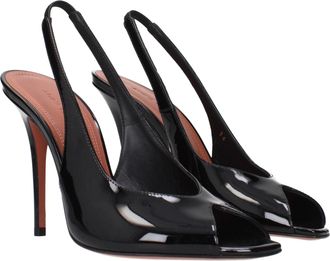 Amina Muaddi Womens Patent Leather Heel Black