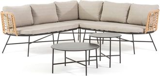 Siediti Fuori e Dentro Set de exterior/jardín con sofá esquinero estilo boho 5 piezas