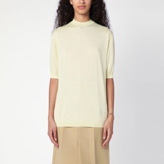 Bottega Veneta Maglia girocollo gialla chiara in cashmere