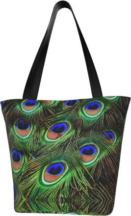 AOOEDM Peacock Reusable Tote Bag Women Casual Handbag Shoulder Bags for Shopping Groceries Travel Outdoors
