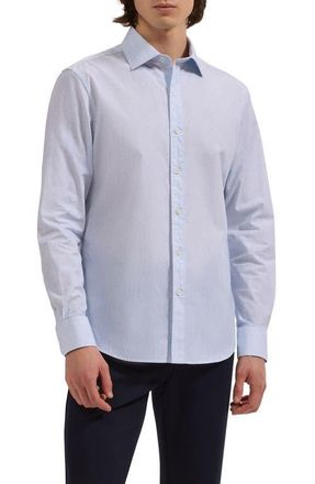 Bugatchi Axel Shaped Fit Filigree Print Cotton Button-Up Shirt in Ice at Nordstrom, Size Xxx-Large