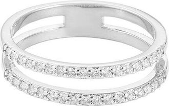 Adornia Adornia Silver Plated Cz Double Band Ring