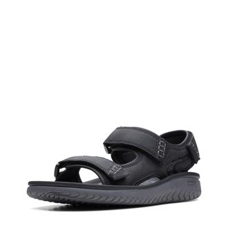 Clarks Mens Wesley Bay Flat Sandal, Black Synthetic, 11 UK