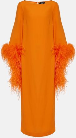 Taller Marmo Del Lago feather-trimmed crepe cady midi dress