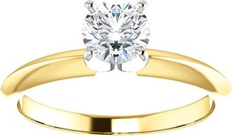 Pompeii3 5/8 Ct Diamond Solitaire Round Cut Engagement Ring Two Tone 14k Yellow Gold