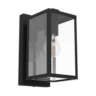 Eglo Applique Esterno Contemporanea Budrone Acciaio Nero Vetro Bianco 1 Luce E27