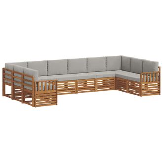 vidaXL Conjunto De Sof&aacute;s De Exterior 10 Uds. Gris Natural Y Claro Vidaxl