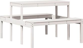 vidaXL Vidaxl - Mesa De P&iacute;cnic Madera Maciza De Pino Blanco 110x134x75 Cm