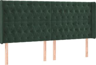 vidaXL Cabecero Con Orejas De Terciopelo Verde Oscuro 183x16x118/128cm Vidaxl