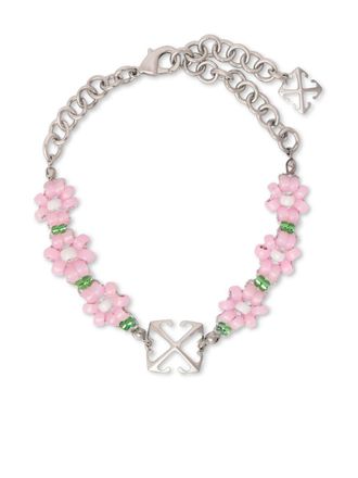 Off-white flower-bead Arrow bracelet - women - Brass/Polyamide - OS - Pink