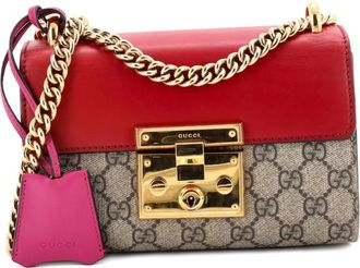 Gucci Borsa a tracolla Padlock piccola in tela cerata GG e pelle - Marrone