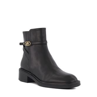 Dune London Womens Ladies Praising - Branded-Buckle Casual Ankle Boots - Black Leather (archived) - Size UK 5