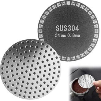 OEM Filtros Reutilizables Para Discos De Caf&eacute; Espresso, Tamiz De Acero Inoxidable De 51 Mm Para Portafiltros, 0,8 Mm De Grosor, Juego De 2 Piezas