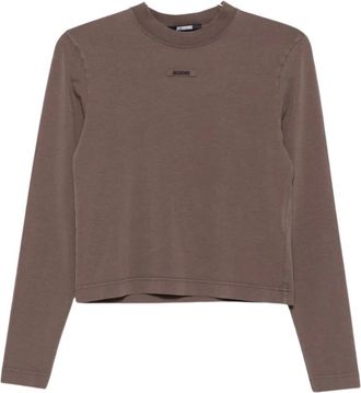 Jacquemus Le T-shirt Gros Grain - ML - Dames - Longsleeves - Bruin - L - Katoen - Tops