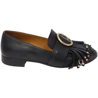 Chloé Chloe Olly Franje Loafers in Zwart Leder