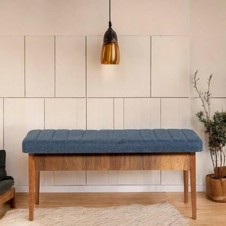 Dmora Banca Arielli, Soporta 130 Kg, Estructura Azul, Altura Asiento 48 Cm, 110x40x48h Cm Marr&oacute;n Nogal