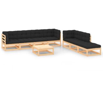 vidaXL Muebles De Jard&iacute;n 8 Pzas Y Cojines Madera Maciza Pino Vidaxl