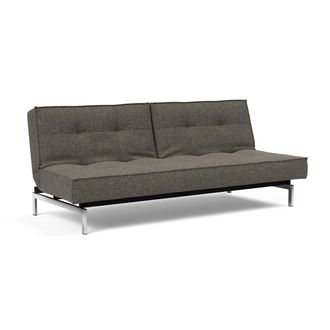 Innovation Splitback Schlafsofa, 3-Sitzer, chrome / dunkelgrau (216 Flashtex)