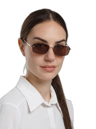 Ana Hickmann AH3333 Metal Rectangle Sunglasses - Rose gold