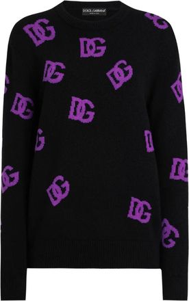 Dolce & Gabbana Maglione DNA in lana con logo DG - Nero