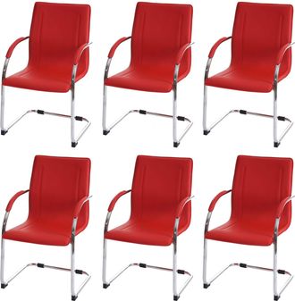 Hhg [nunca Usado] Lote De 6 Sillas De Comedor Samara, Cantilever Silla De Cocina Sill&oacute;n Silla, Acero, Rojo