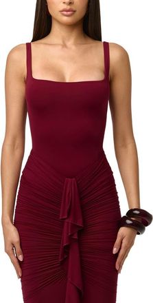Naked Wardrobe Scoop Neck Tank Bodysuit in Sangria at Nordstrom, Size X-Large