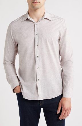 W.R.K Trim Fit Mélange Performance Button-Up Shirt in Grey at Nordstrom, Size X-Large
