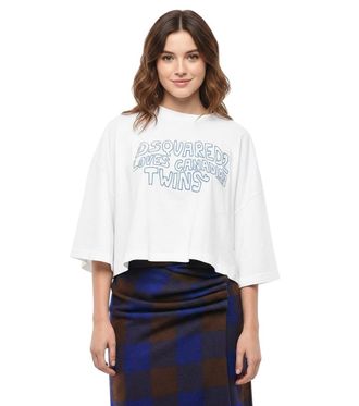 Dsquared2 White Graphic Crew Neck T-Shirt