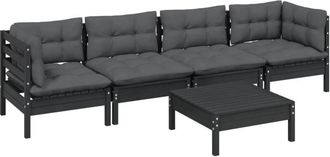 vidaXL Juego De Muebles De Jard&iacute;n 5 Pzas Y Cojines Madera Maciza Pino Vidaxl