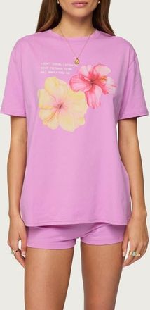 Edikted Fleur Hibiscus Graphic T-Shirt in Pink at Nordstrom, Size X-Large