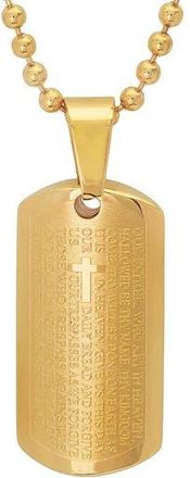 Steeltime Lords Prayer Dog Tag & Ring Pendant Necklace in Gold at Nordstrom Rack