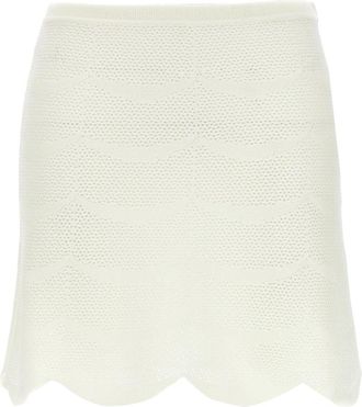 Tom Ford Gehaakte Mini Rok - Dames - Korte rokken - Wit - S - Katoen - Rokken