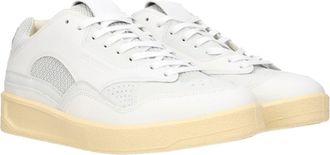 Jil Sander Mens White Leather Low Top Sneakers