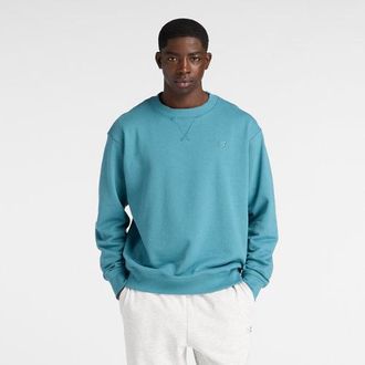 New Balance Hombre Athletics French Terry Crew en Azul, Algod&oacute;n, Talla 2XL