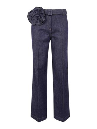 Blugirl Denim Jeans Wide Leg W/Brooch