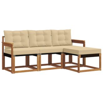 vidaXL Conjunto De Sof&aacute;s De Exterior Con Coj&iacute;n 4 Pcs Natural Y Beige Vidaxl