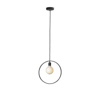 Daylight Italia L&aacute;mpara colgante de aluminio negro con bombilla G155 blanco lechoso