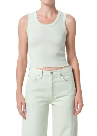 A Gold E Shrunken Poppy Tank In Mint Cream