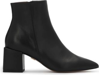 Kazar leren enkellaarsjes met verlengde hak - Dames - Laarzen met Hak - Zwart - 40 EU - Leer - Schoenen