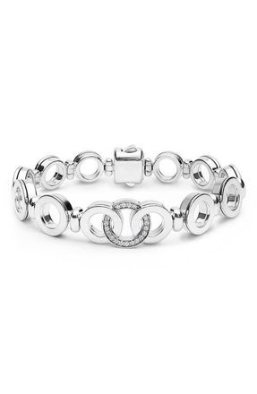 Lagos Signature Caviar Interlocking Diamond Link Bracelet in Silver at Nordstrom, Size 6
