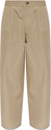Emporio Armani Gekreukte broek - Heren - Wijde Broeken - Beige - M - Katoen - Broeken