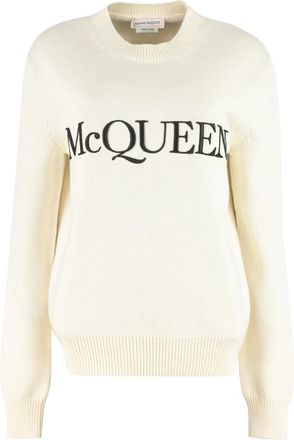 Alexander McQueen Truien & Vesten, Heren, Beige, L, Katoen, Katoenen trui met ronde hals