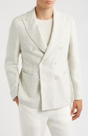BOSS Hanry Linen & Virgin Wool Jacket in Open Grey at Nordstrom, Size 42