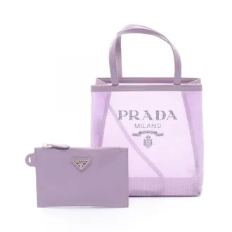Prada Purple Leather Mesh Handbag Tote Bag (Pre-Owned)