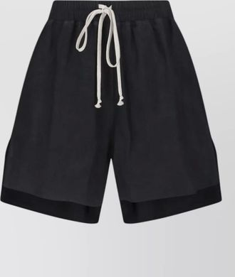 Rick Owens lamb leather straight knee-length shorts