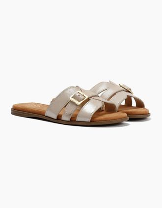 Toms Womens TOMS Sol Mule Leather Womens Champagne Sandals - Gold - Size: 7