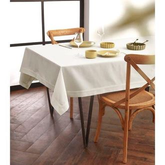 Solino Home Cotton Linen Plain Tablecloth for Dining Table, Holiday and Everyday Dining Table Decor - Dru in Ivory at Nordstrom, Size X-Small