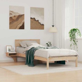 vidaXL Bed Frame with Bedside Tables Brown Solid pine wood Vidaxl
