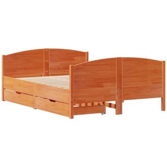 vidaXL Estructura De Cama Sin Colch&oacute;n Madera Maciza Marr&oacute;n 120x190 Cm Vidaxl