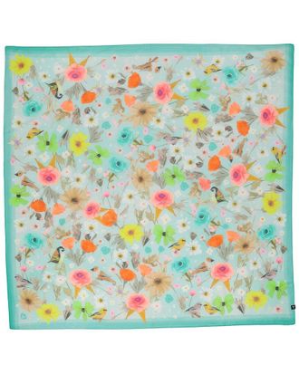 V. Fraas Floral Birds Square Silk-Blend Scarf
